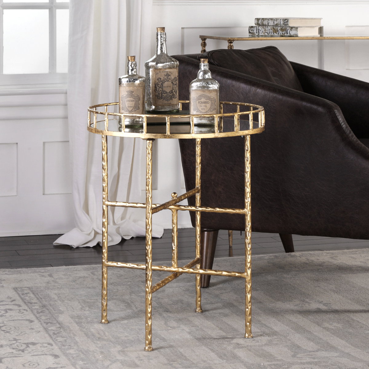 Tilly Bright Gold Accent Table, Side & End Table by Uttermost, 19.5" width x 25.75" height x 19.5" depth View 2