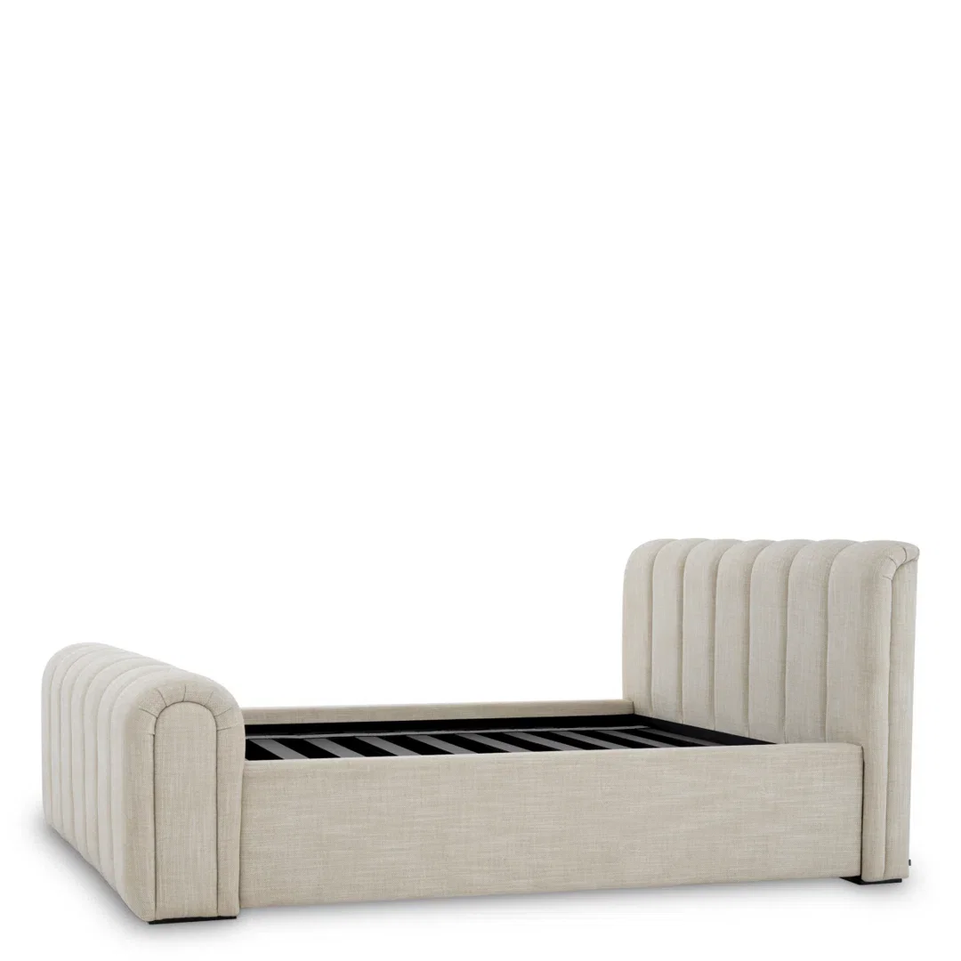 Bed Frame Kayden Albury Beige, by Eichholtz USA, 89.37" width x 52.36" height x 103.15" depth View 4