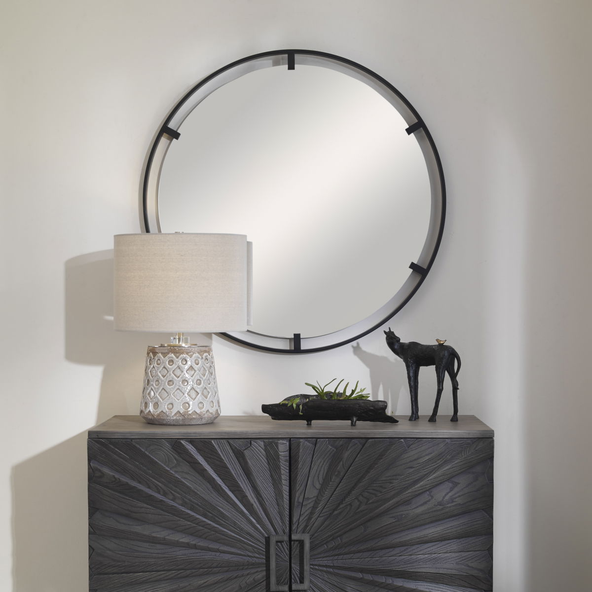 Cashel Round Iron Mirror, by Uttermost, 34" width x 34" height x 1.25" depth View 2