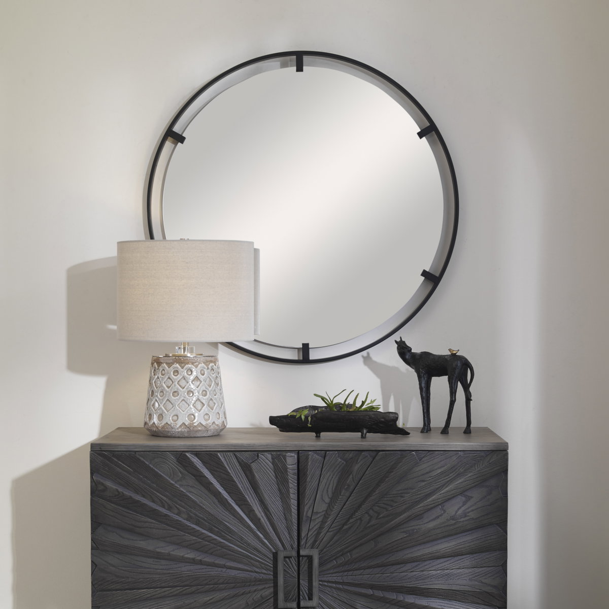 Cashel Round Iron Mirror, by Uttermost, 34" width x 34" height x 1.25" depth View 2