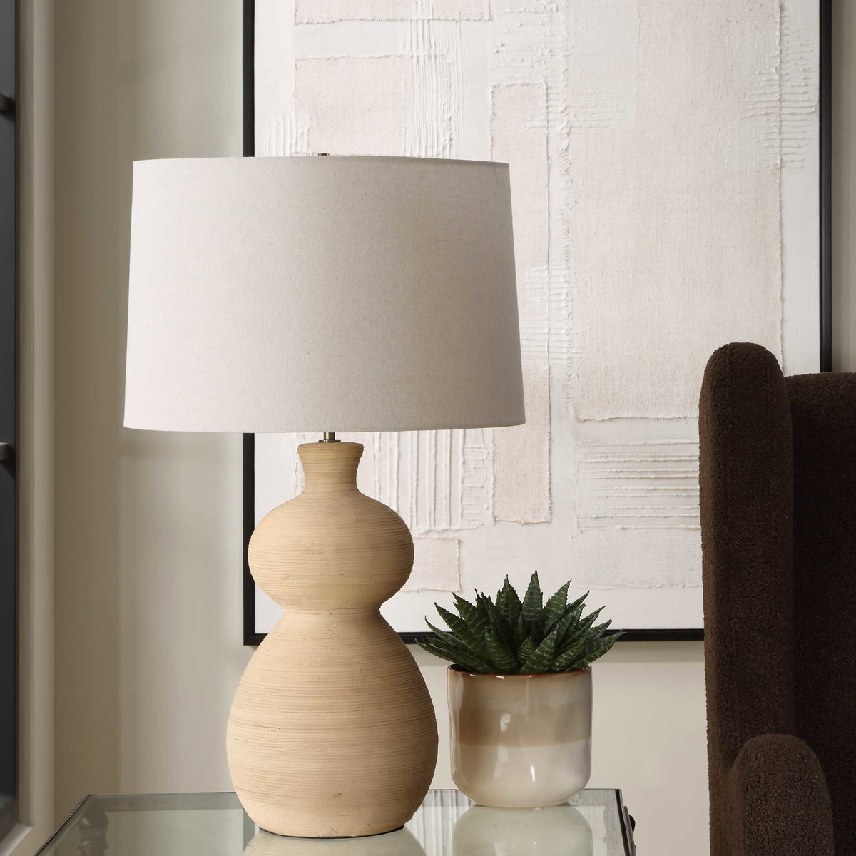 Pueblo Fired Clay Table Lamp, by Uttermost, 1'5" width x 2'4" height x 1'5" depth View 4