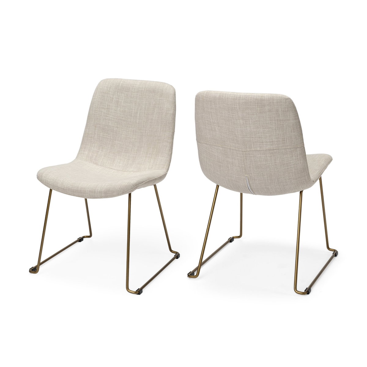 Sawyer Solid Back Dining Side Chair | Beige Fabric with Gold Metal, Dining Chair by Mercana, 19" length x 24.25" width x 33" height View 6
