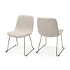 Sawyer Solid Back Dining Side Chair | Beige Fabric with Gold Metal, Dining Chair by Mercana, 19" length x 24.25" width x 33" height thumbnail 6