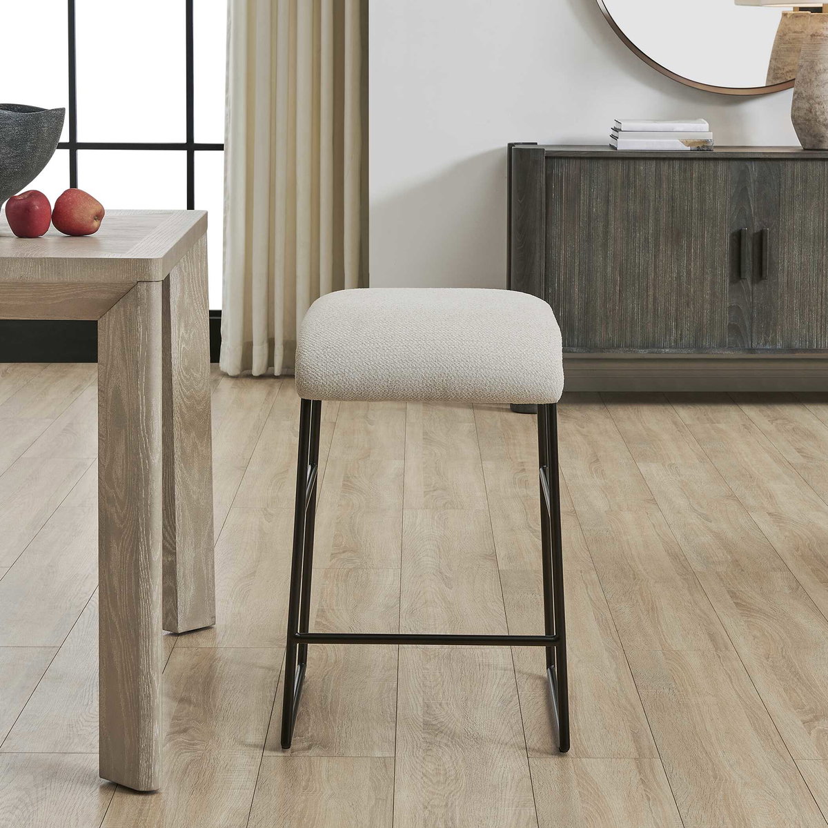 Arcane Ecru Counter Stool, Counter & Bar Stool by Uttermost, 17" width x 26" height x 17.5" depth View 3