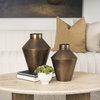 Perrin Small Brushed Gold Metal Decorative Vase, by Mercana, 8.5" length x 8.5" width x 12" height thumbnail 4