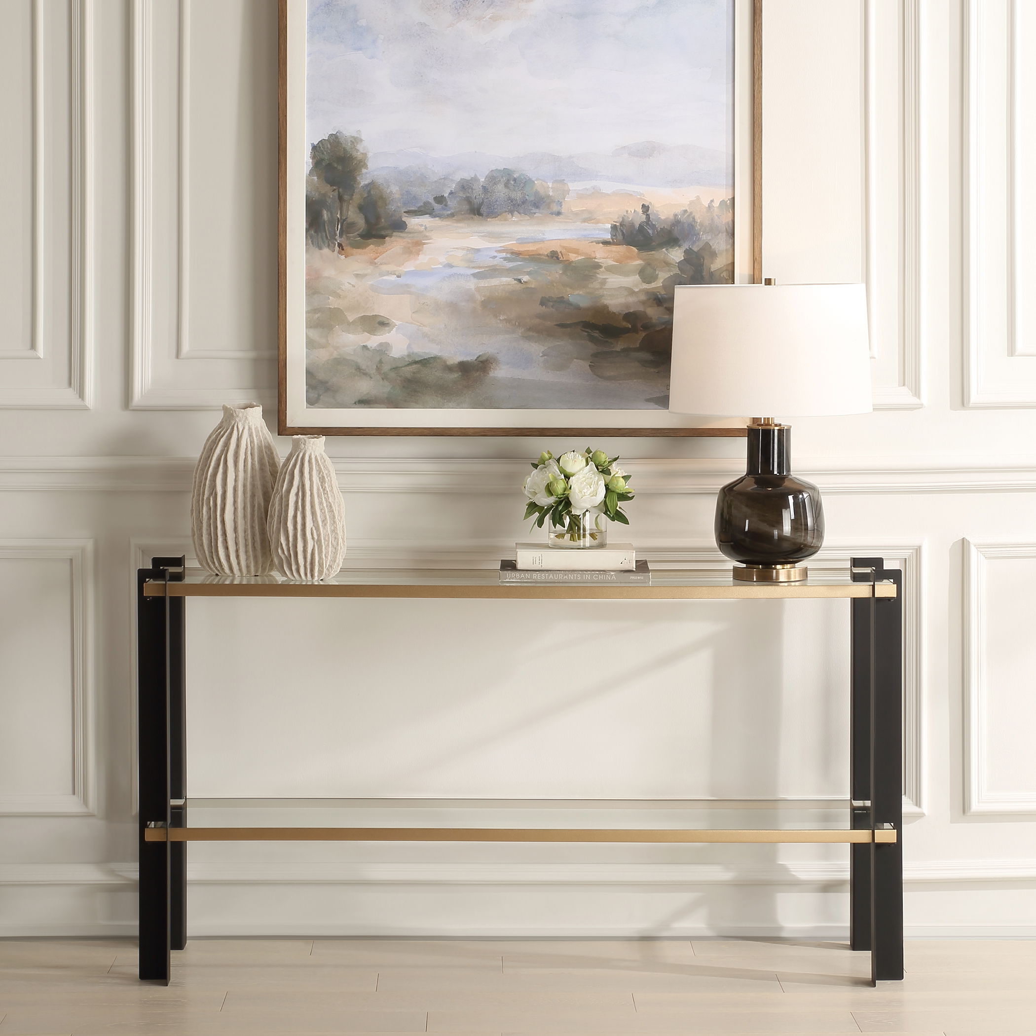 Cunene Contemporary Console Table, Furniture by Uttermost, 60" width x 32" height x 15" depth View 2