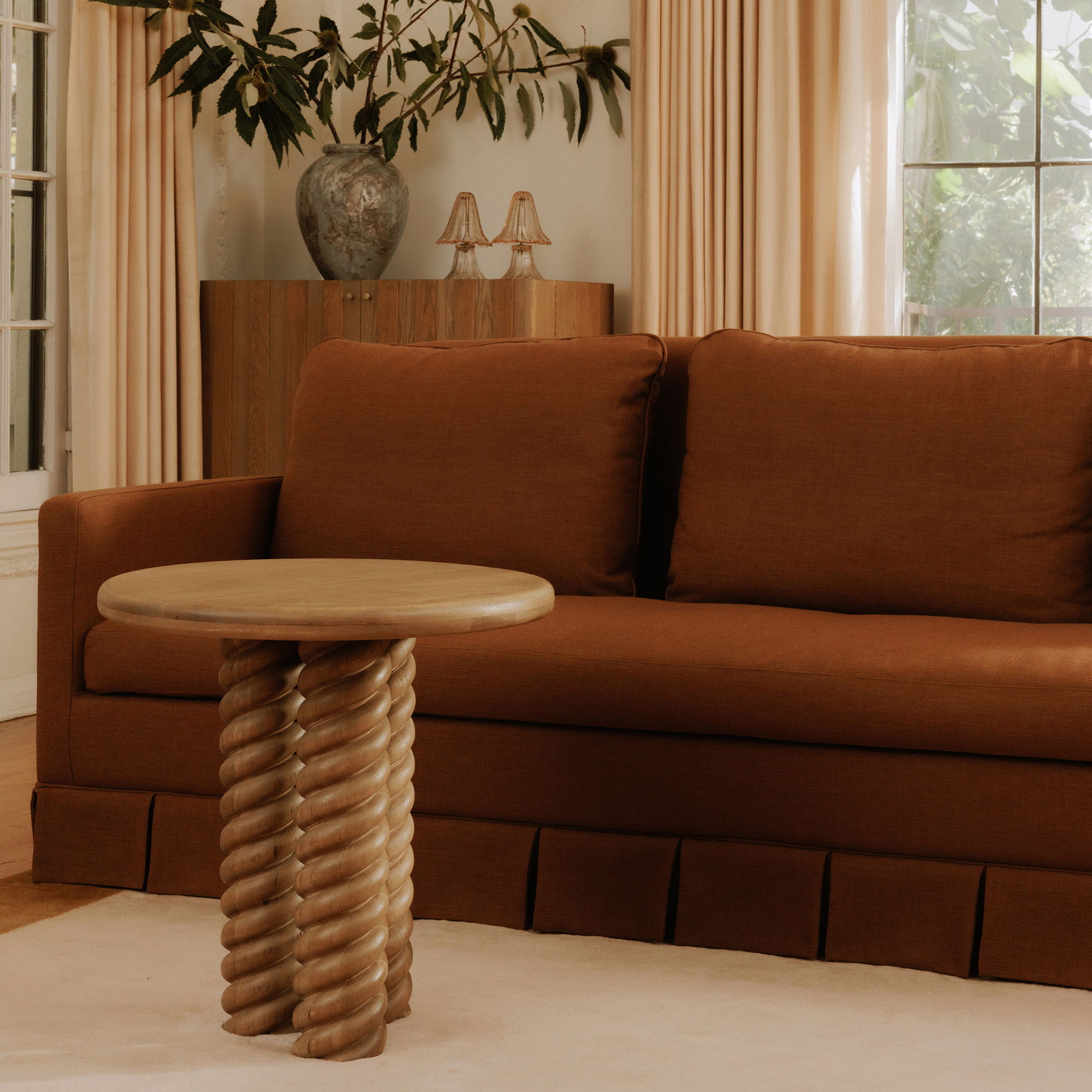 Treccia Side Table Oak, Side & End Table by Moe's Home, 22" width x 22" height x 22" depth View 6