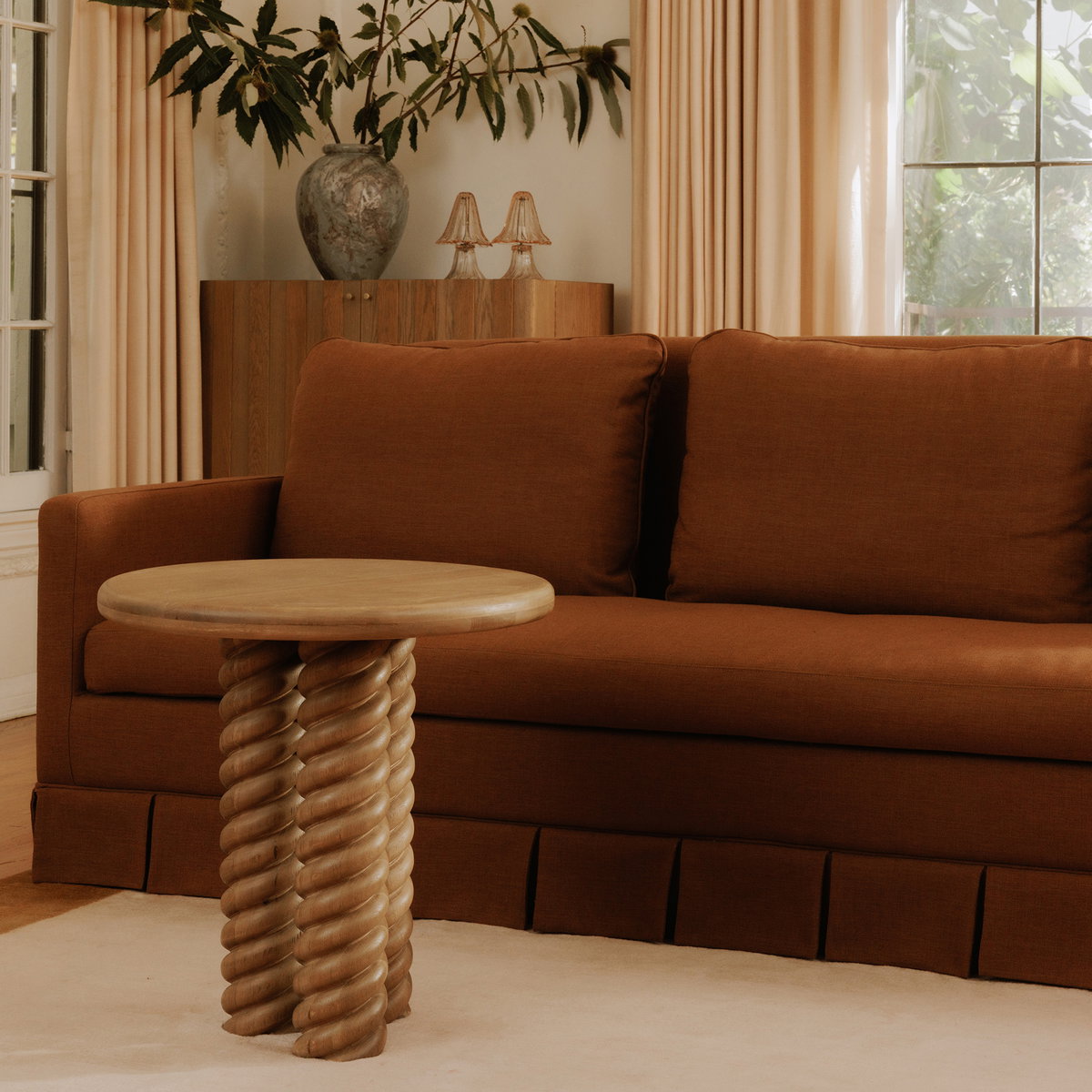 Treccia Side Table Oak, Side & End Table by Moe's Home, 22" width x 22" height x 22" depth View 6
