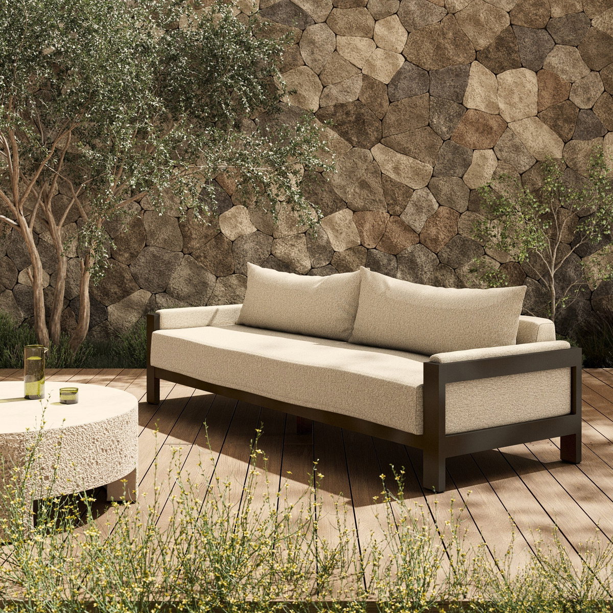 Chapman Outdoor Metal Sofa-106', Outdoor Sofa by Four Hands, 8'10" width x 2'8" height x 3'1" depth View 4