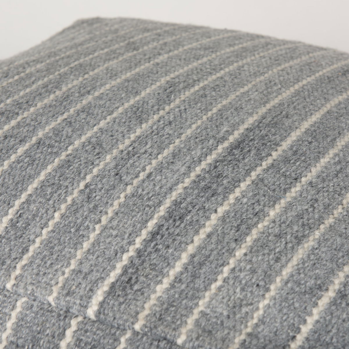 Kensie Large Blue Striped Pouf, Ottoman by Mercana, 14" length x 22" width x 22" height View 8