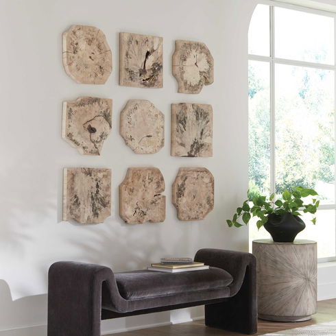 Bahati Wood Bleached Wall Decor Set/9