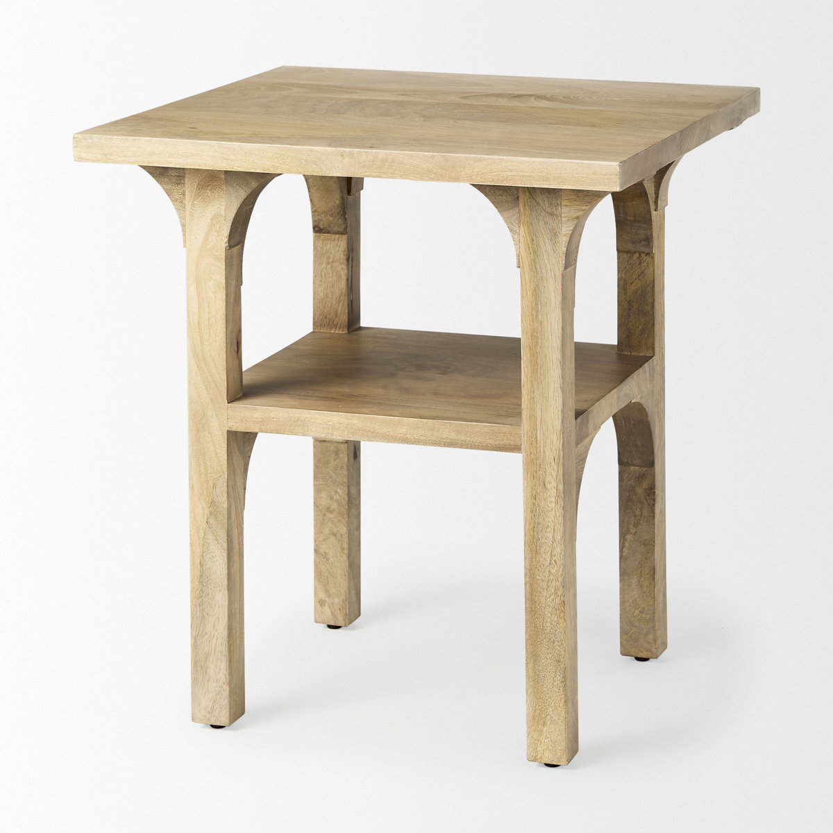 Candace Light Wood Bridge Accent Table, Side & End Table by Mercana, 20" length x 20" width x 22" height View 4