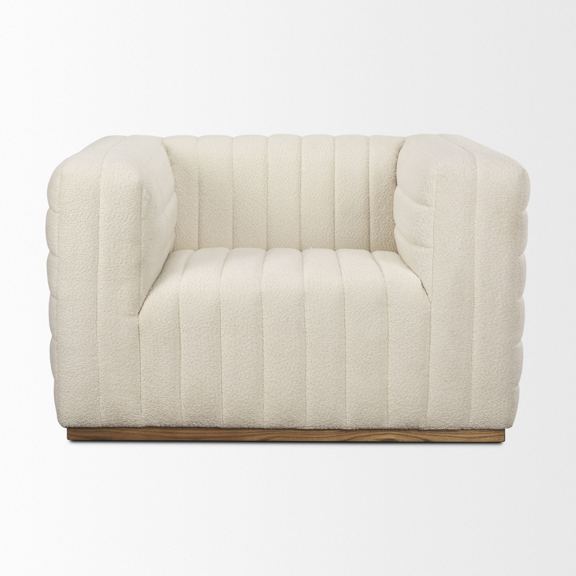 Ricciardo Cream Boucle Upholstered Arm Chair, Accent Chair by Mercana, 46.06" length x 38.39" width x 28.15" height View 3