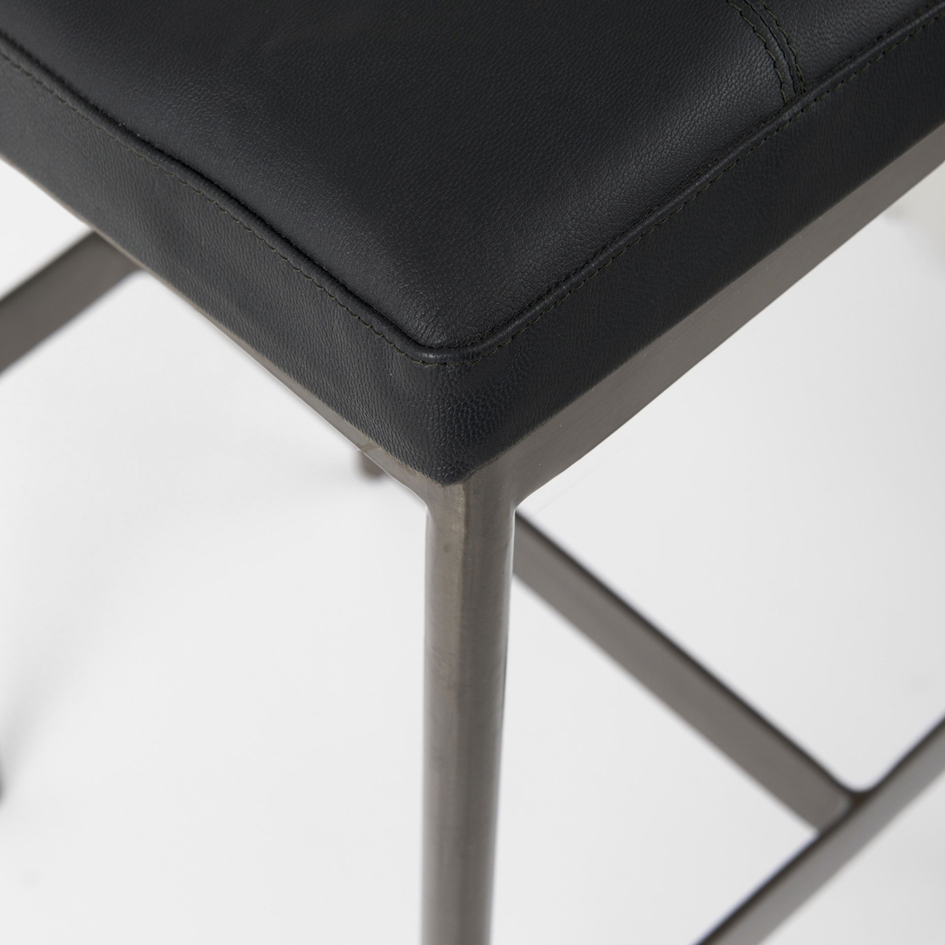 Millie 16.75L x 17.75W x 30.25H Black Leather Seat with Metal Frame Bar Stool large image 