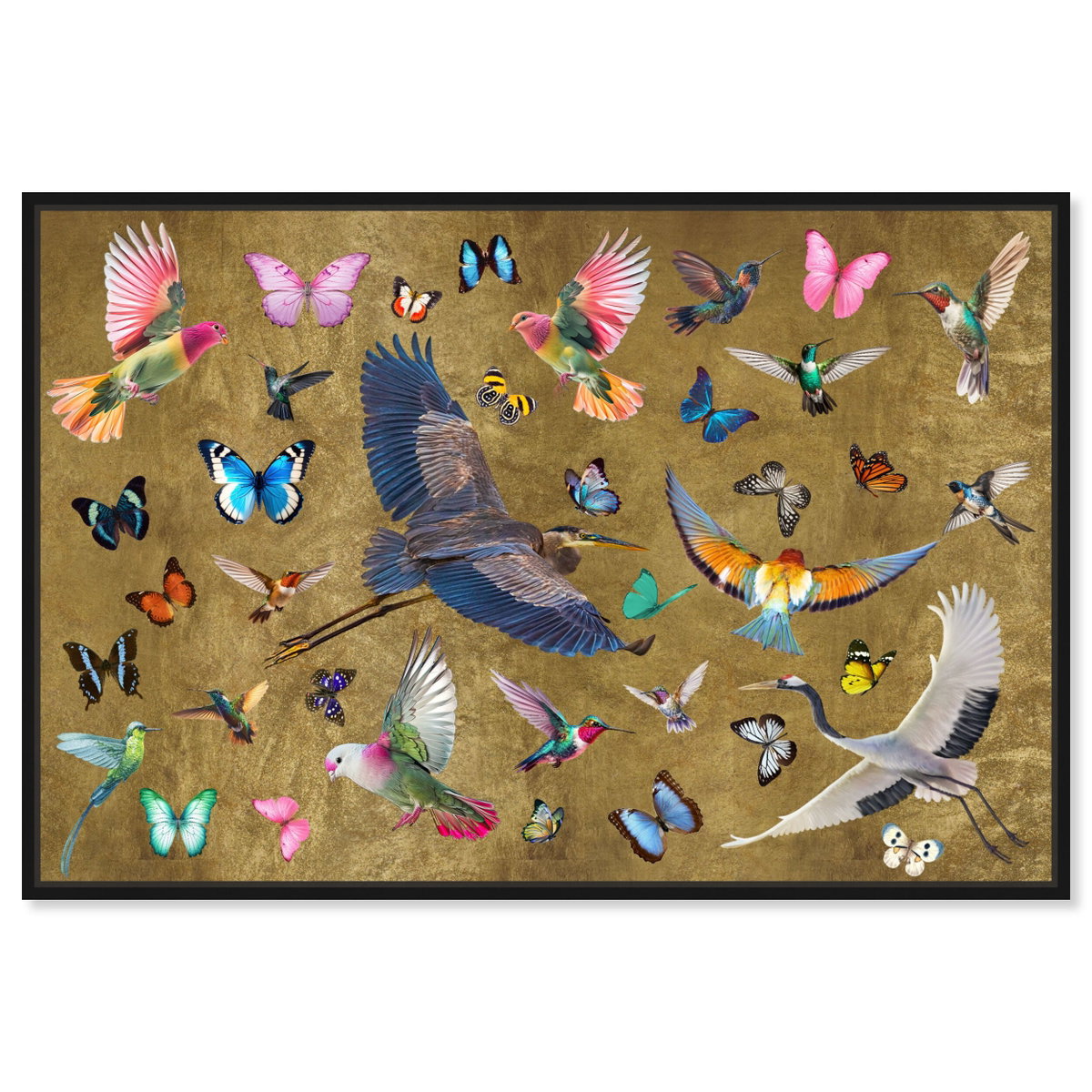Exotic Singapore Birds (Gold Leaf), Art by Oliver Gal,  30x20 View 1