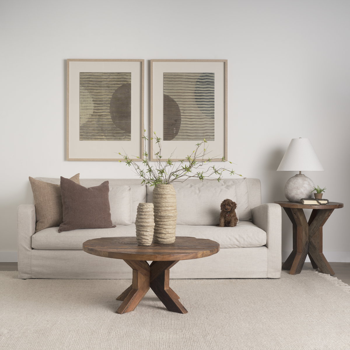 Heidi Reclaimed Brown Wooden Coffee Table, by Mercana, 39.5" length x 39.5" width x 18.5" height View 2