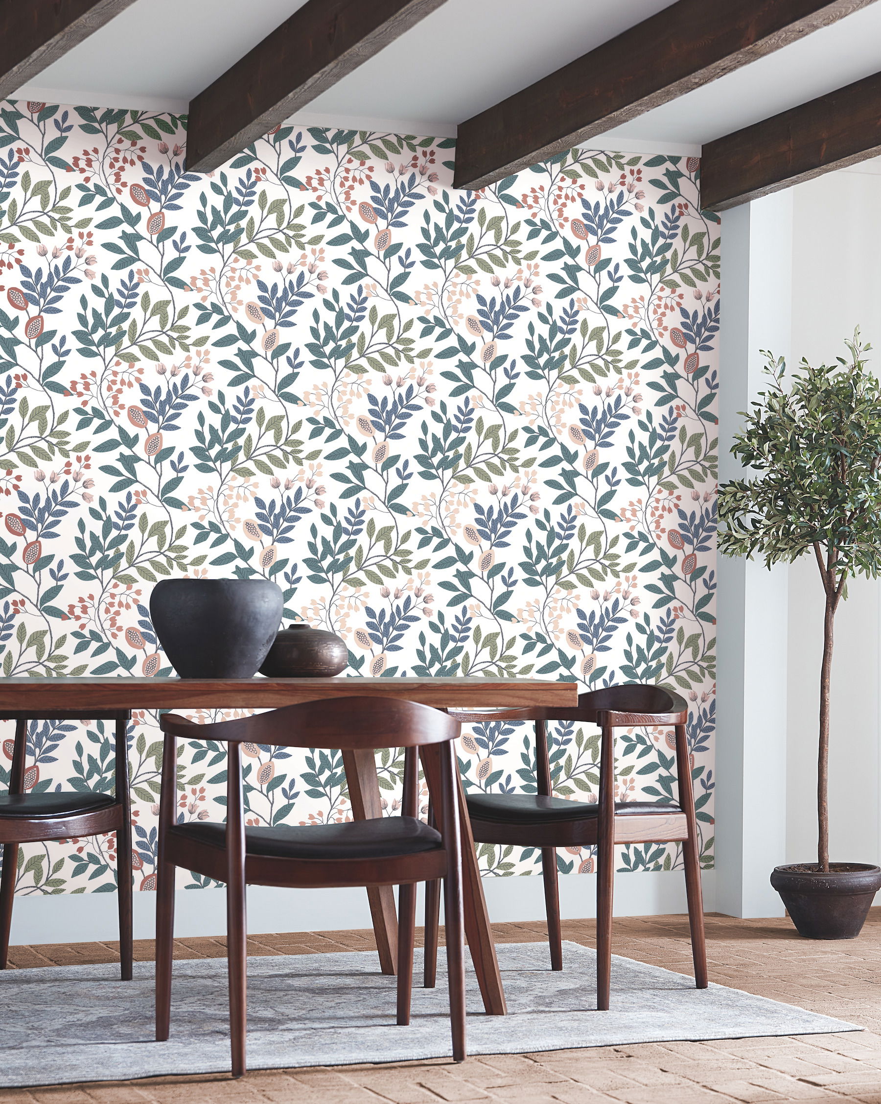 Eden Retreat Pink & Teal Wallpaper large image 