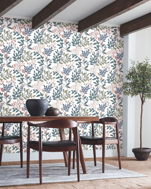 Eden Retreat Pink & Teal Wallpaper