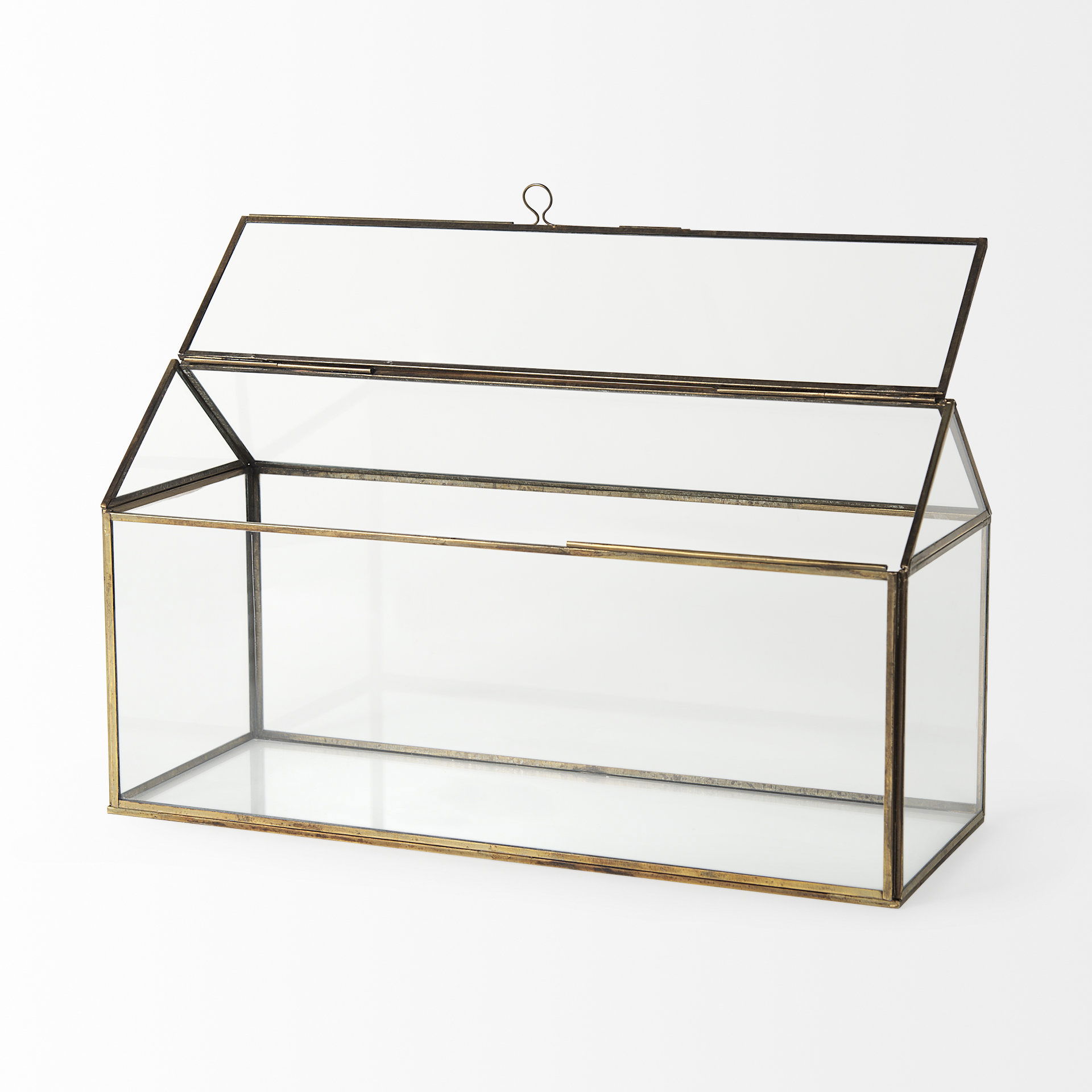 Hutt 16L x 6W x 9H Gold Glass Terrarium Box, Boxe by Mercana, 16.14" length x 5.91" width x 9.06" height View 5
