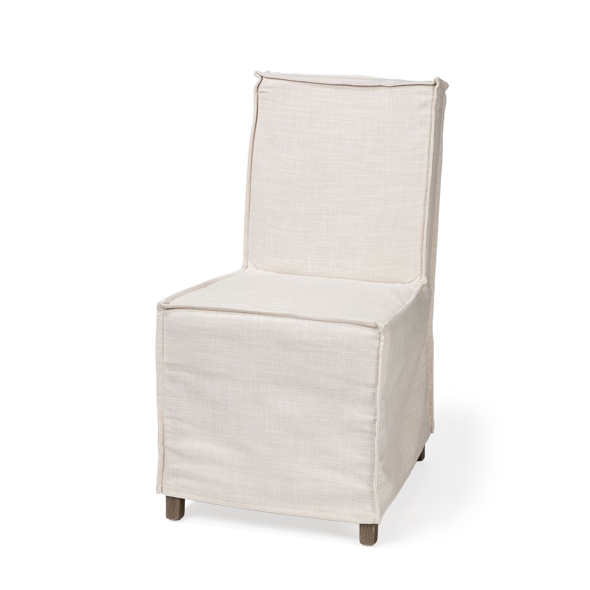 Elbert I Cream Fabric Slip-Cover Brown Wooden Base Dining Chair large image 