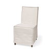 Elbert I Cream Fabric Slip-Cover Brown Wooden Base Dining Chair thumbnail 0