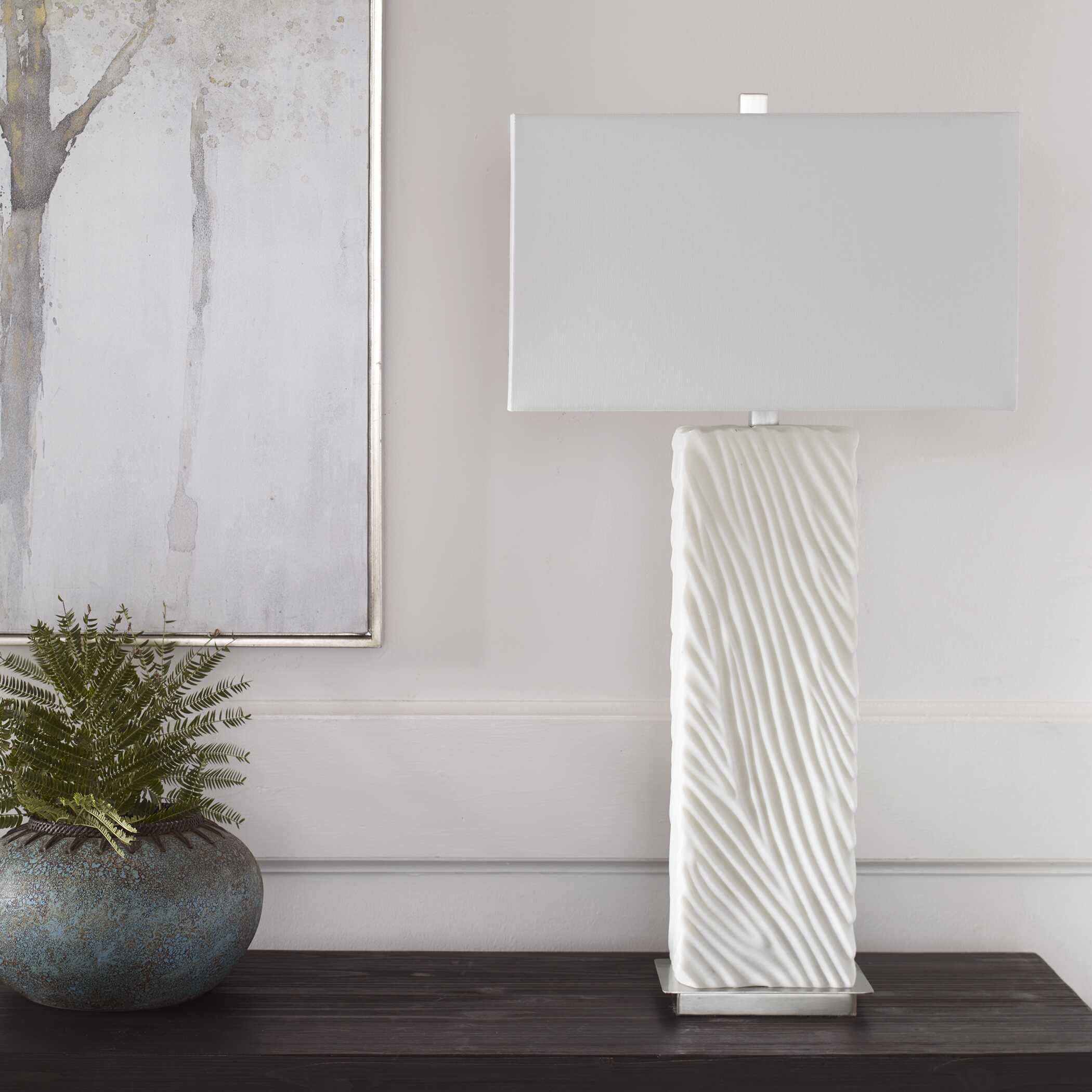 Pillar White Marble Table Lamp large image 