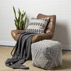 Brinket Gray/Cream Polyester Handwoven Square Pouf, Ottoman by Mercana, 17.72" length x 17.72" width x 17.72" height thumbnail 2