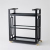 Grid Block Bar CartBlack Lacquer with Shiny Bras, Decor by Global Views, 36" length x 16" width x 42" height thumbnail 5