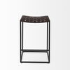 Clarissa 18.0L x 16.0W x 26.25H Dark Brown Woven Leather Seat with Black Iron Frame Counter Stool thumbnail 5