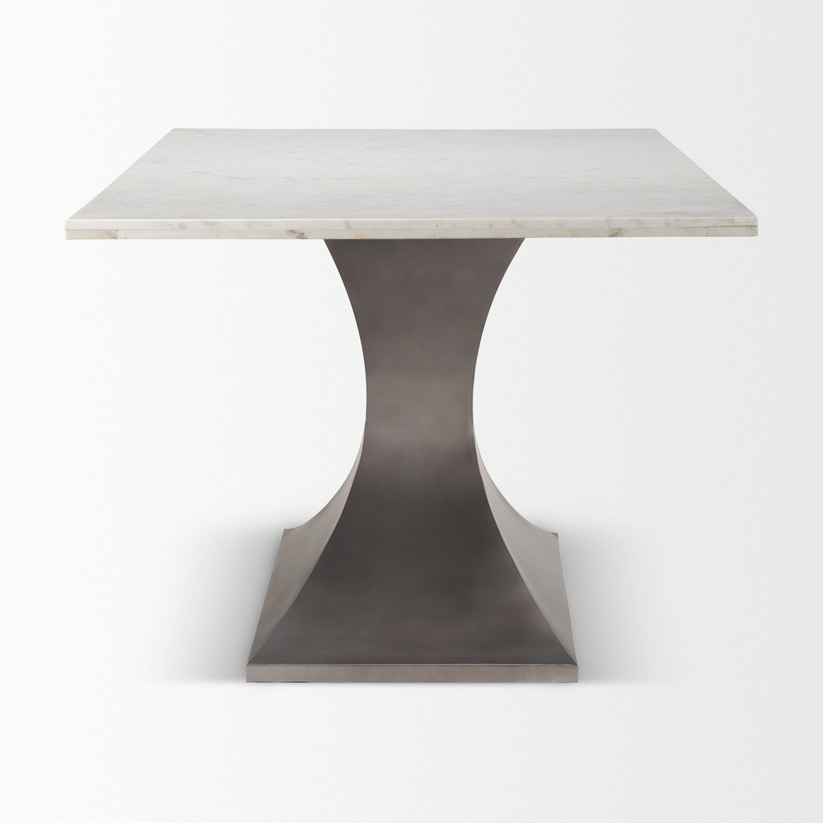 Maxton 79'L x 39'W Rectangular Pedestal Dining Table | White Marble & Gunmetal Metal | Seats 8, by Mercana, 79" length x 39" width x 30" height View 4