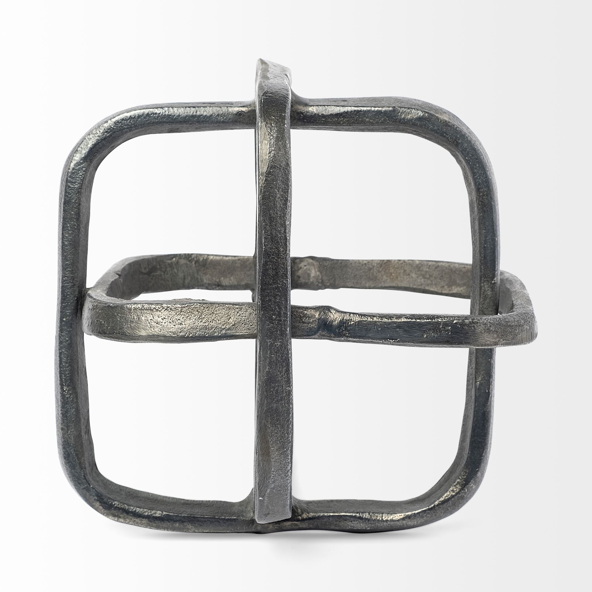 Willem II 9L x 9W Silver Metal Open Cube Decor Object large image 
