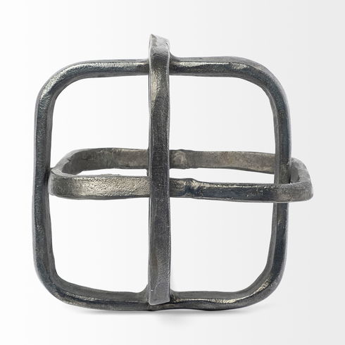 Willem II 9L x 9W Silver Metal Open Cube Decor Object