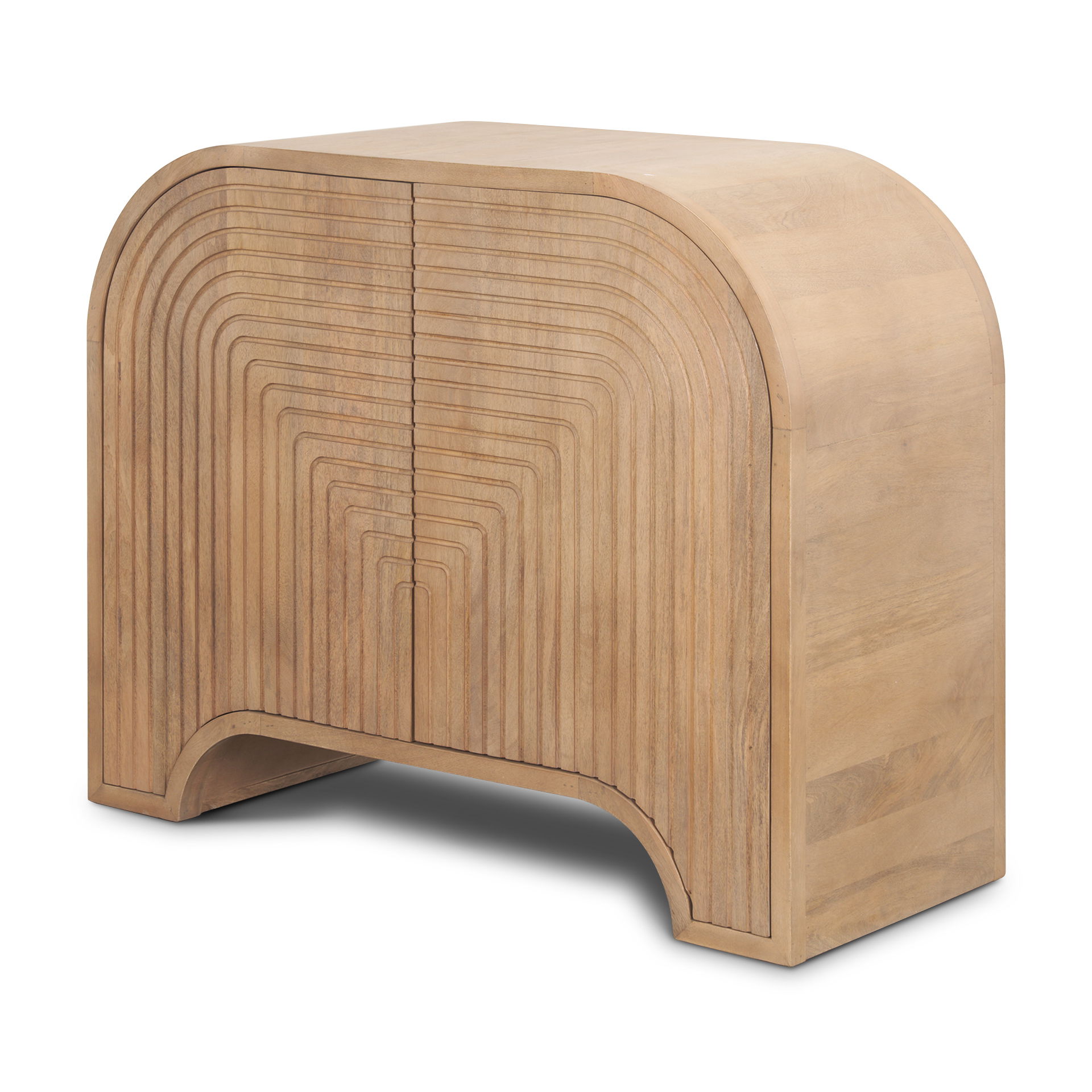 Sorina Reverse Fluted Light Brown Wood Accent Cabinet, Cabinets & Chest by Mercana, 40" length x 16" width x 32" height View 1