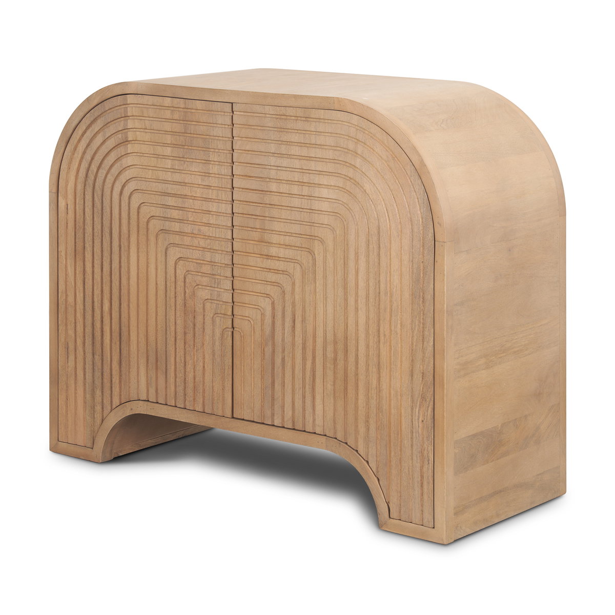 Sorina Reverse Fluted Light Brown Wood Accent Cabinet, Cabinets & Chest by Mercana, 40" length x 16" width x 32" height View 1