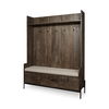 Glenn V 56L x 17W Dark Brown Wood with Cream Fabric Seat, 3 Drawers Hall Tree, Entry & Hallway by Mercana, 55.5" length x 16.5" width x 70" height thumbnail 1