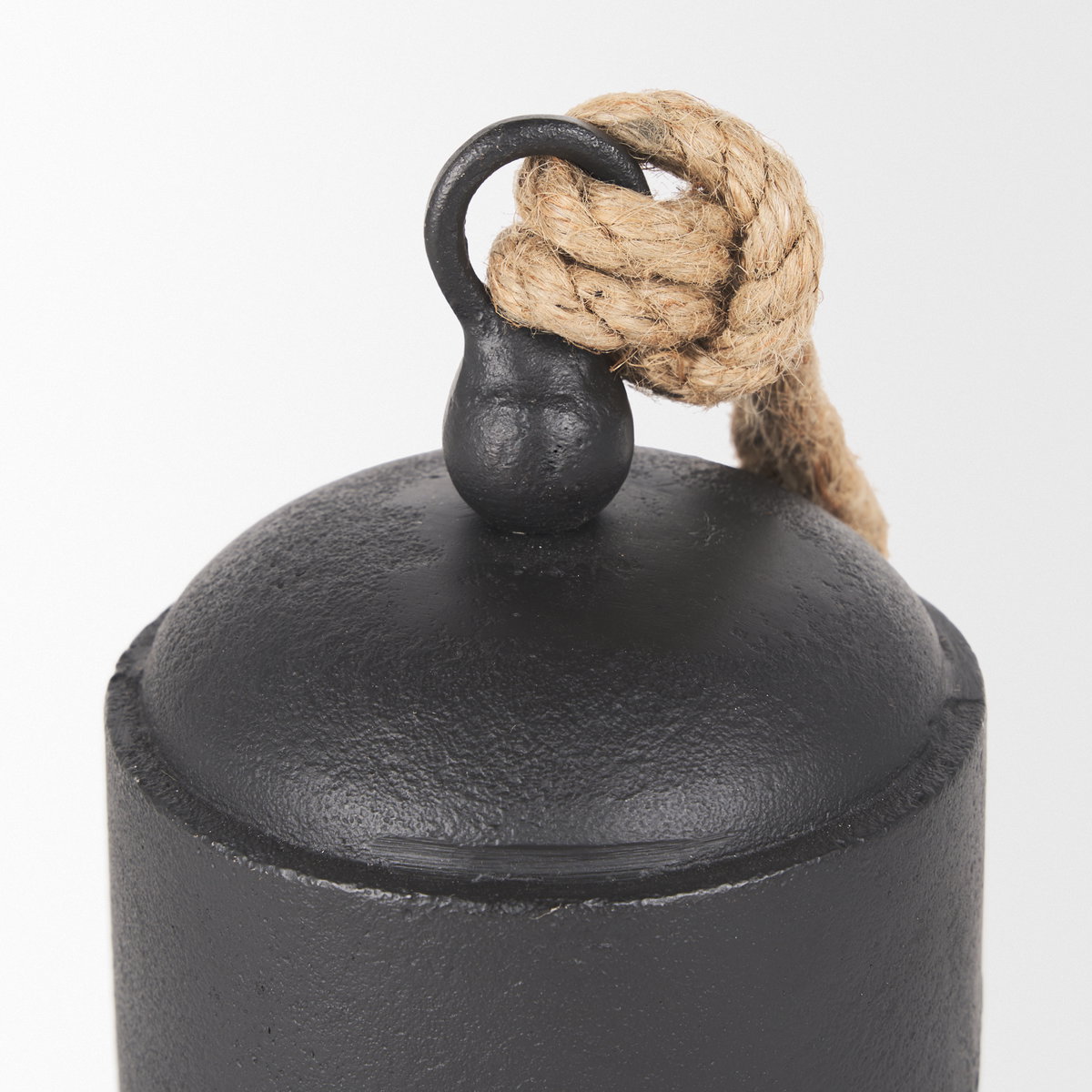 Quincy Medium Matte Black Metal Decorative Bell Object, Decorative Object by Mercana, 4.75" length x 4.75" width x 7" height View 7