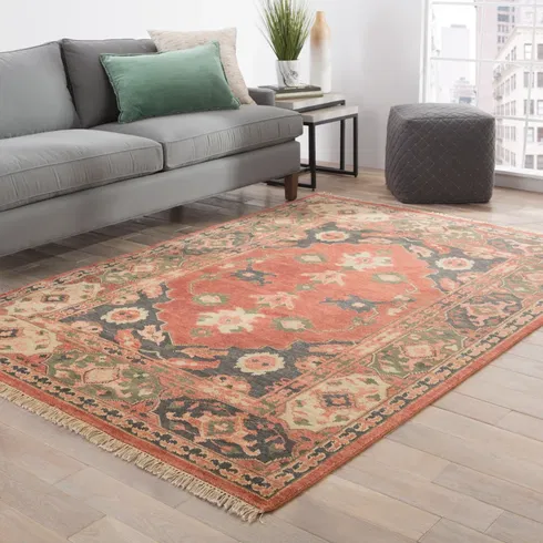 Village by Artemis Azra Hand-Knotted Salmon/Black Area Rug