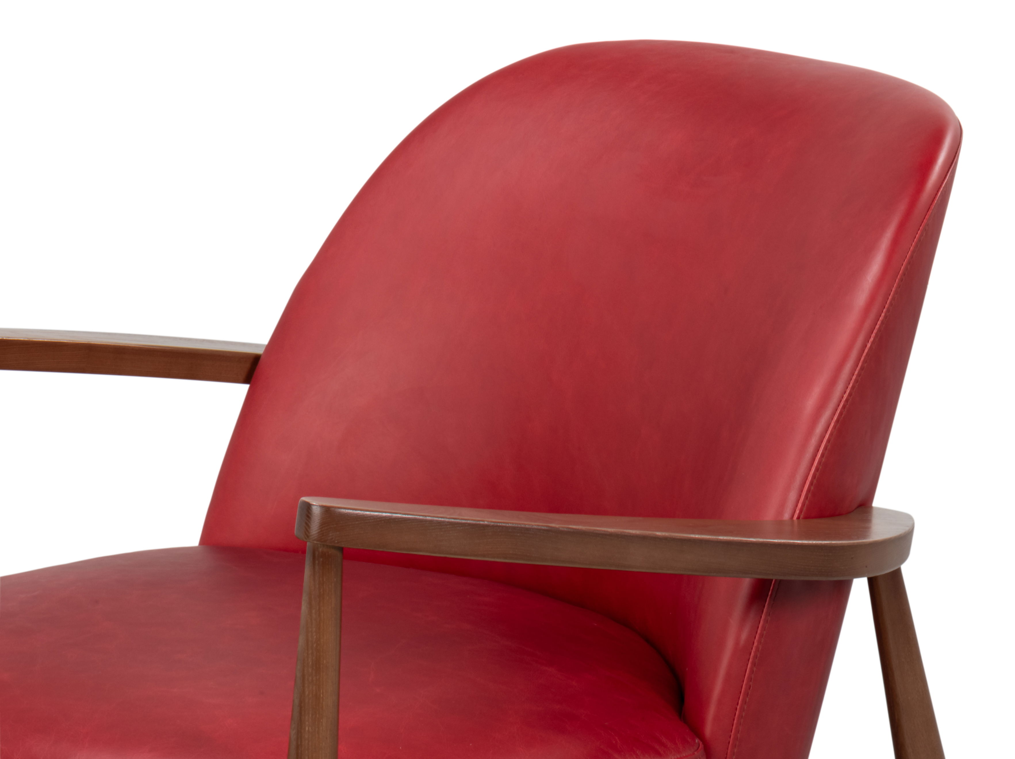 Pindar Armchair, Leather, New Rouge,Red large image 