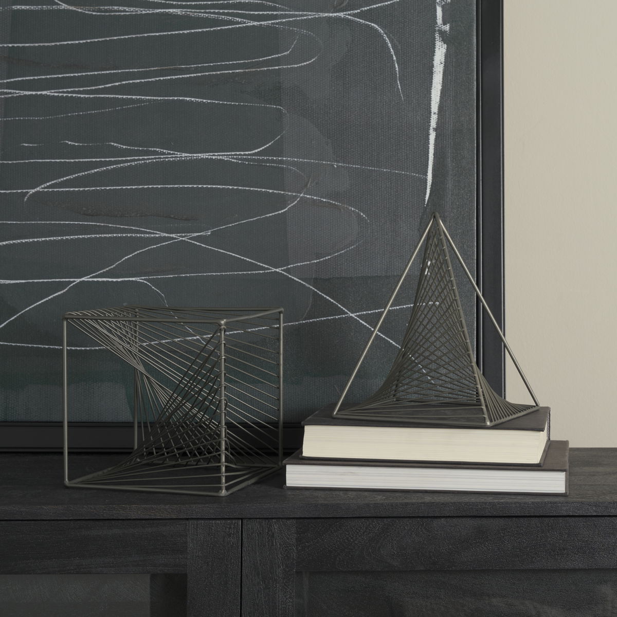 Rochon 8L x 8W Gray Metal Decorative Cube, Decorative Object by Mercana, 8.07" length x 8.07" width x 8.07" height View 2