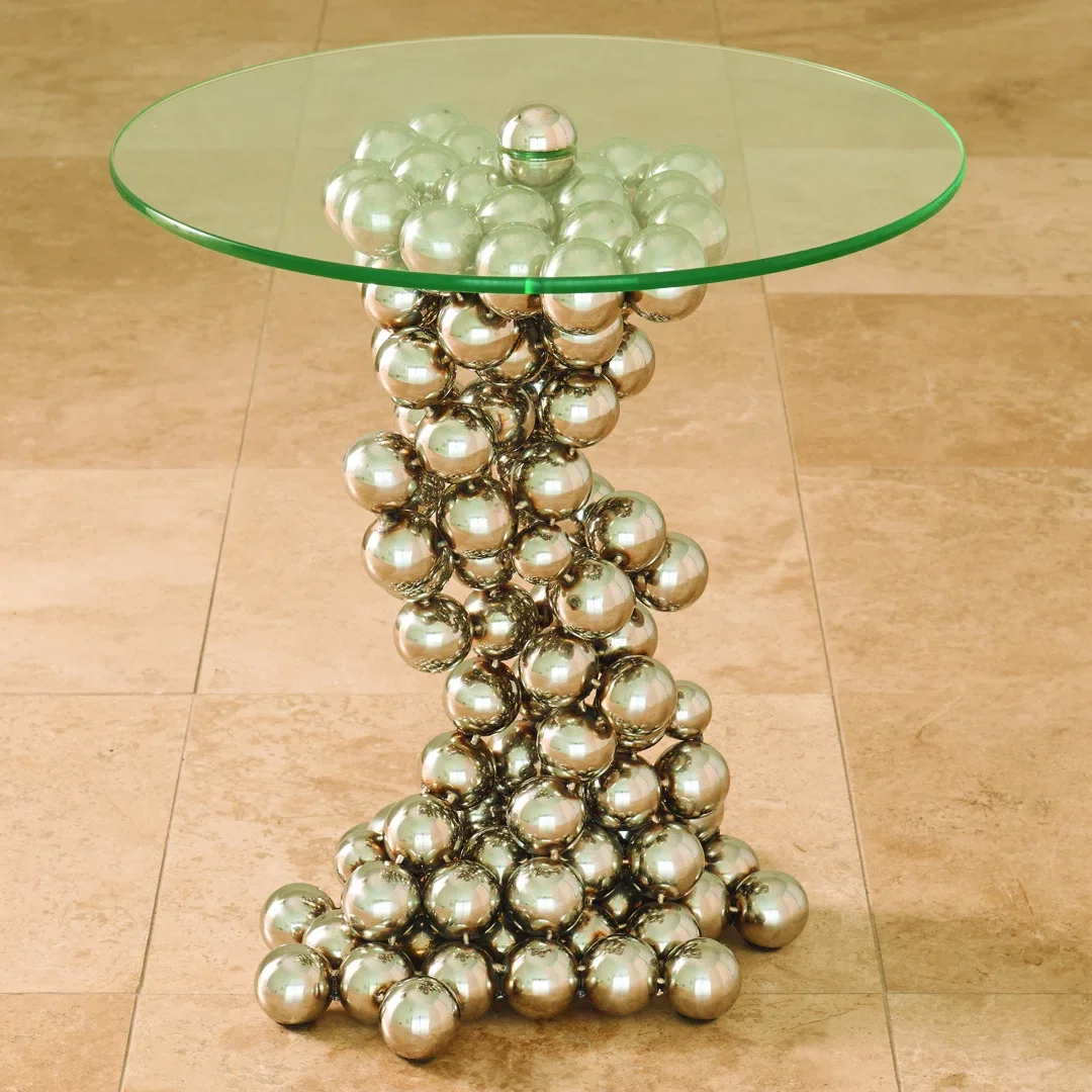 Sphere Table-Nickel, Side & End Table by Global Views, 20" width x 21.5" height x 20" depth View 7
