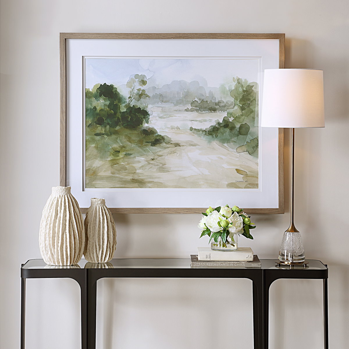 Verdant Watercolor Landscape Print, Art by Uttermost, 40.5" width x 32.5" height x 1.62" depth View 2