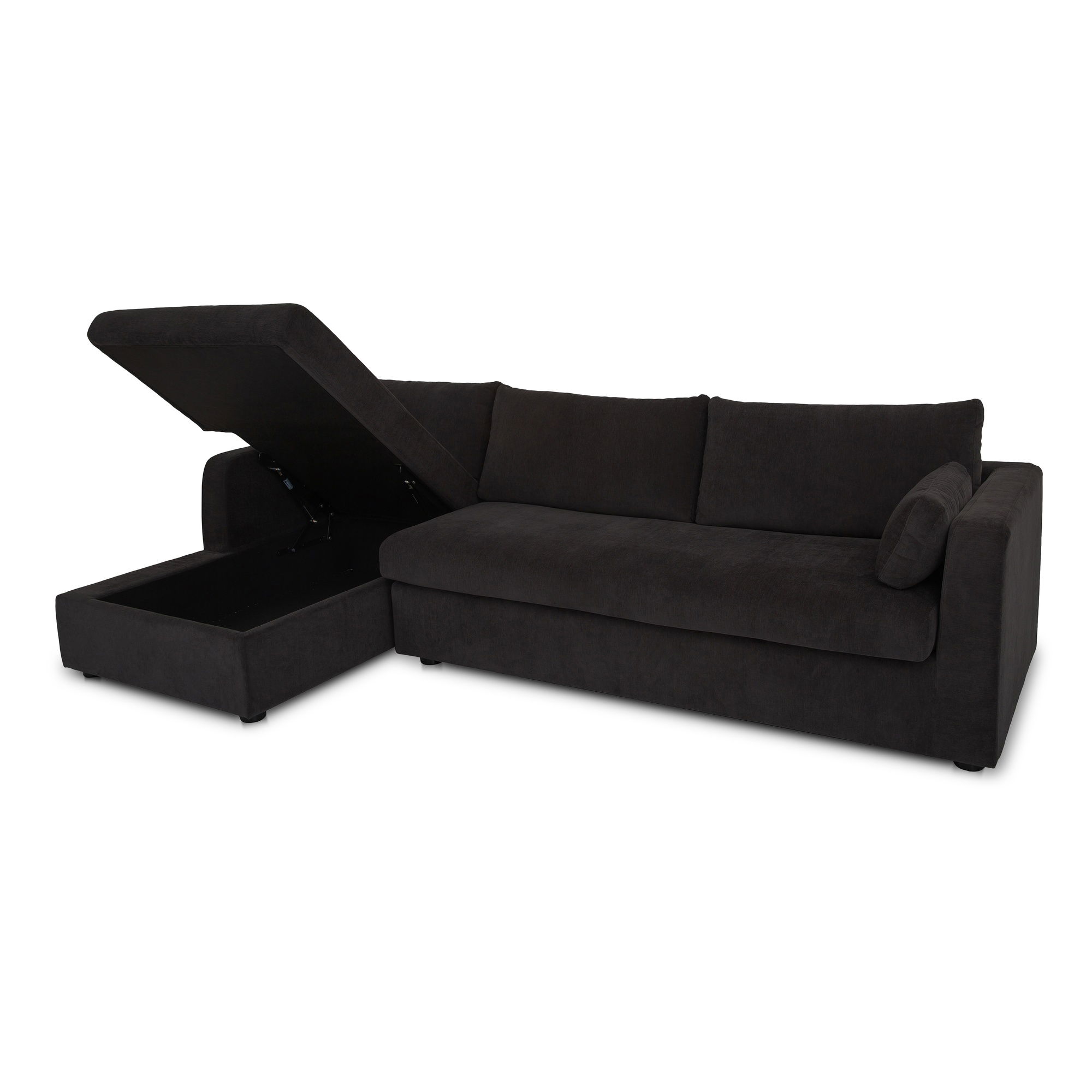 Burrow Sleeper Sectional With Storage Chaise Black Left, Sectional Sofa by Moe's Home, 115.75" width x 32.68" height x 61" depth View 3