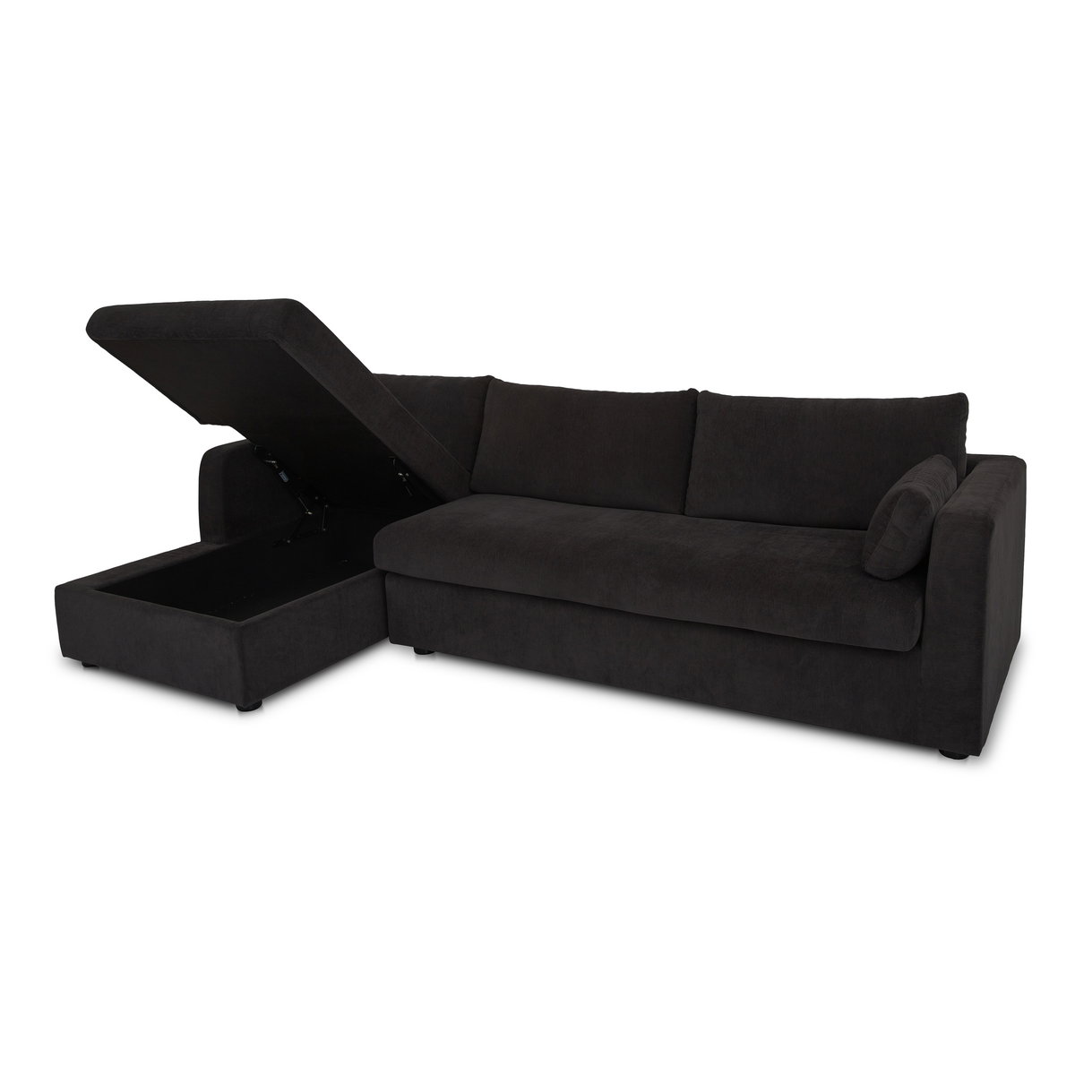Burrow Sleeper Sectional With Storage Chaise Black Left, Sectional Sofa by Moe's Home, 115.75" width x 32.68" height x 61" depth View 3