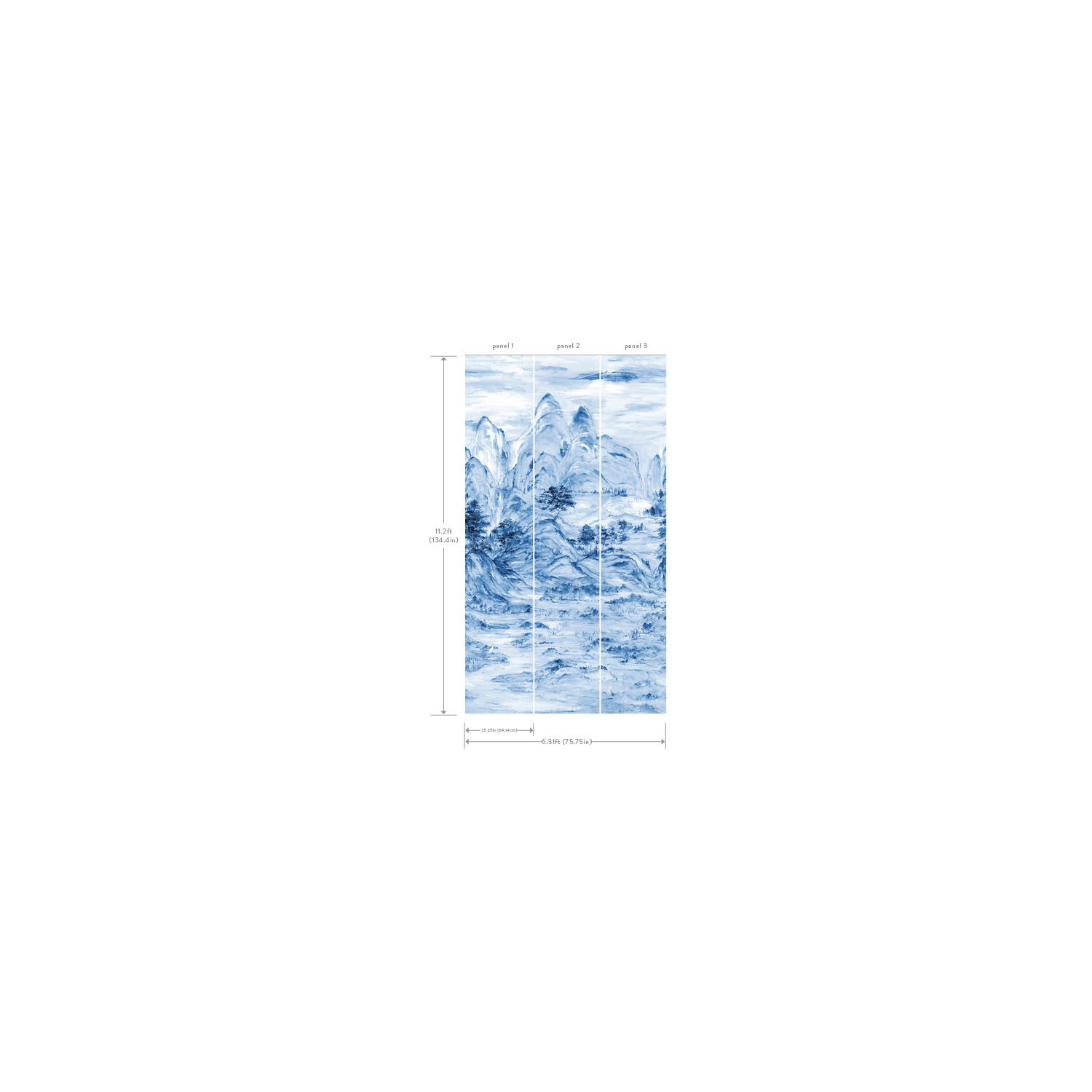 Misty Mountain Blue Wall Mural large image 