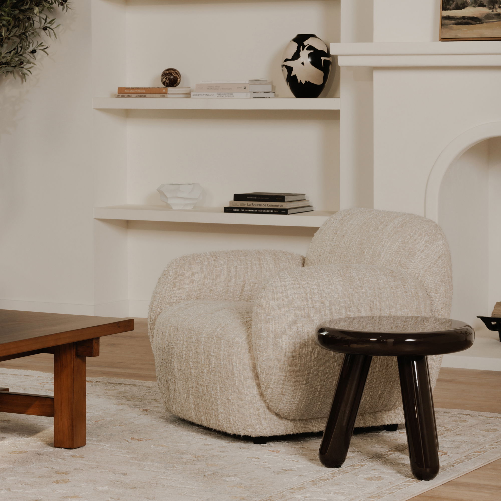 Joy Accent Table Dark Brown Lacquer, Side & End Table by Moe's Home, 19" width x 18" height x 19" depth View 6