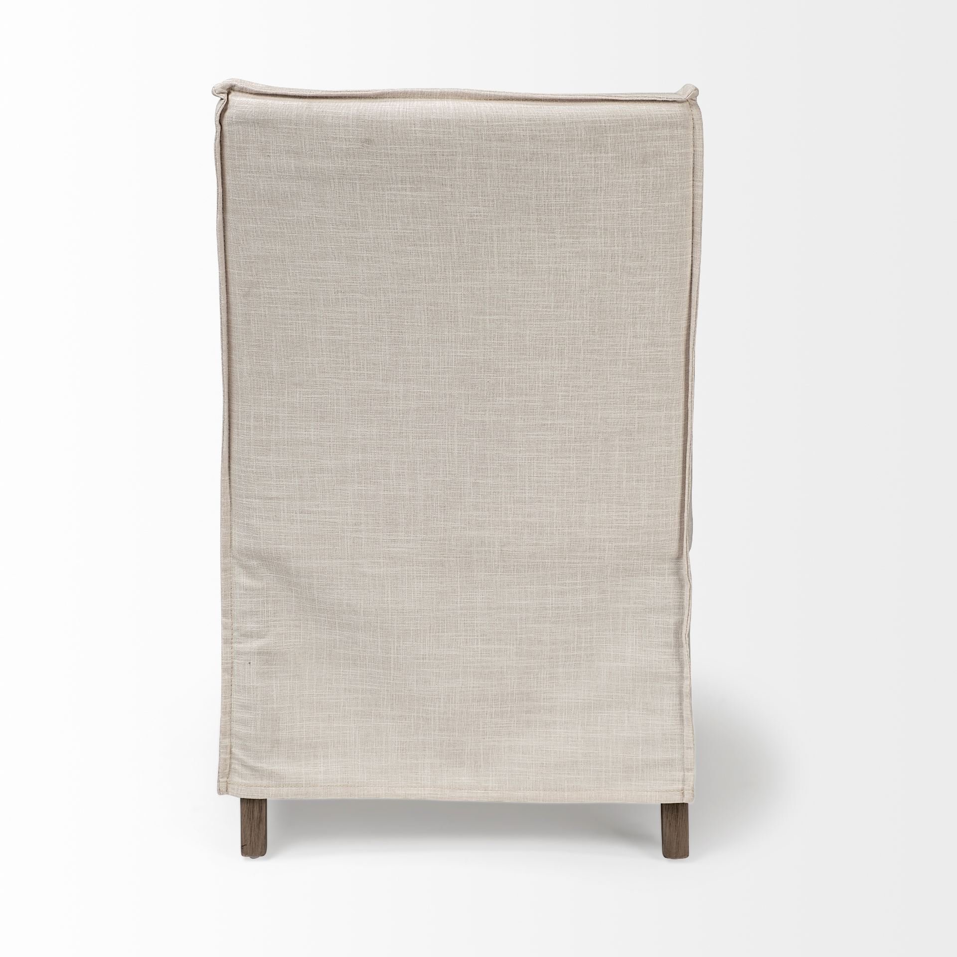 Elbert II Cream Fabric Slip-Cover Brown Wood Frame Dining Chair large image 