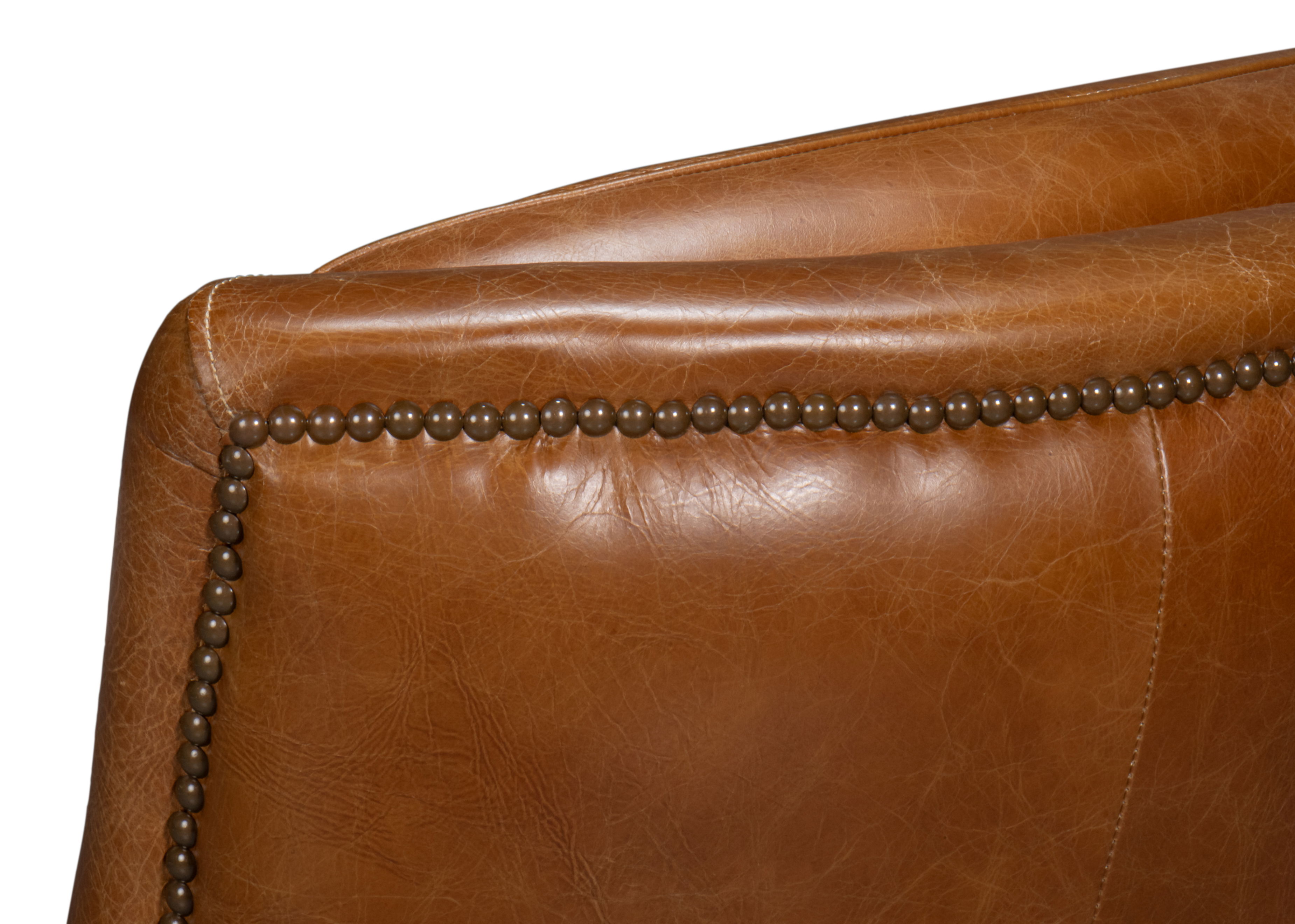 Baker Leather Swivel Chair, Cuba Brown, Seating by Sarreid, 31" length x 38" width x 38" height View 5