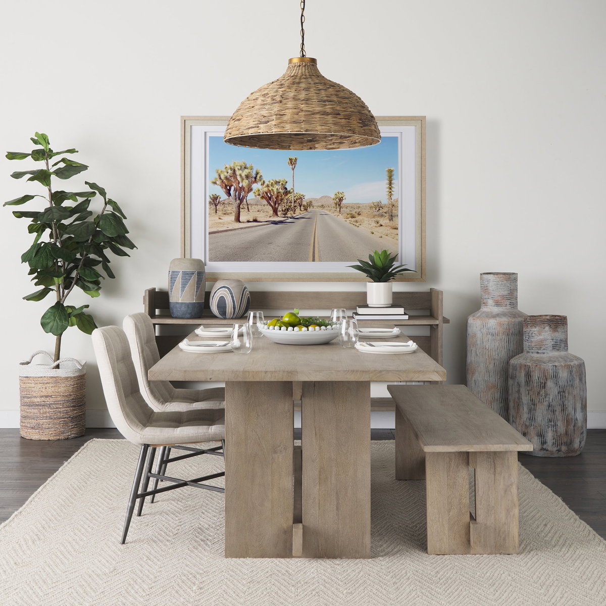 Aida 84'L x 42'W Rectangular Dining Table | Modern | Light Gray Wood | Seats 8, by Mercana, 84" length x 42" width x 30" height View 2