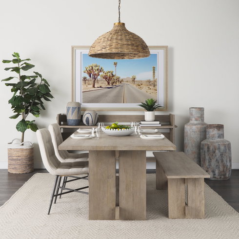 Aida 84"L x 42"W Rectangular Dining Table | Modern | Light Gray Wood | Seats 8