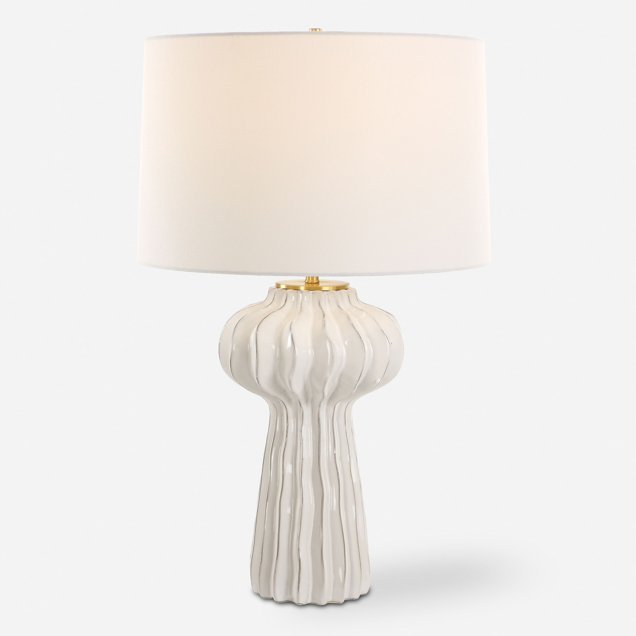 Wrenley Ridged White Table Lamp large image 